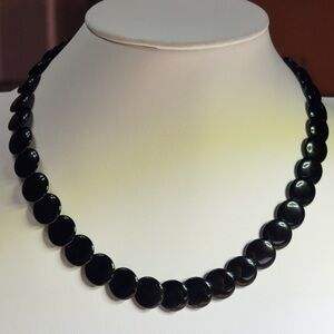 Handmade Onyx Necklace with Silver tone Lobster Claw Clasp. 16.5 inches